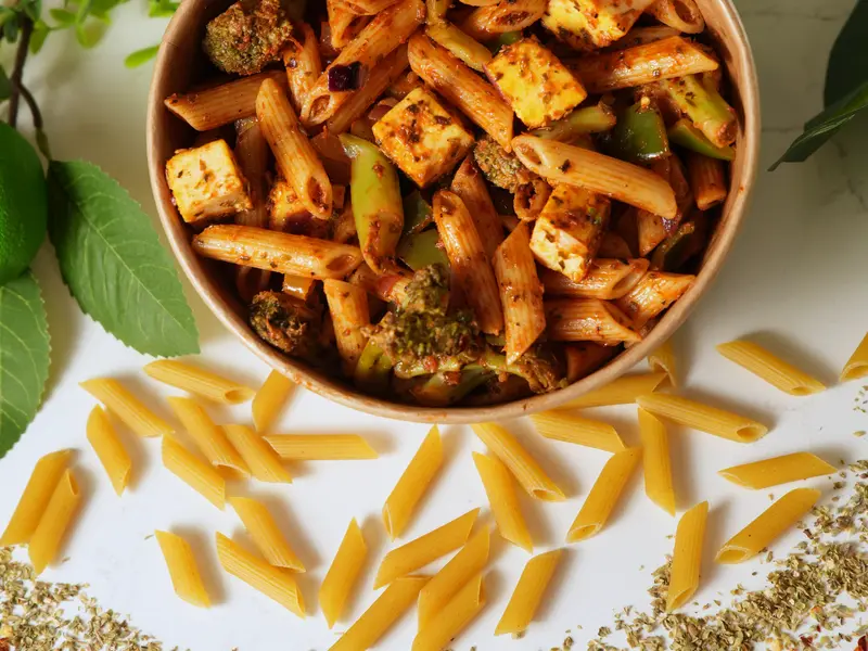 Paneer marinara pasta